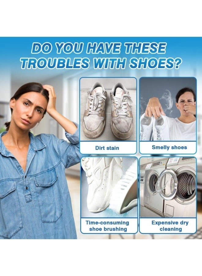 مجموعة منظف الأحذية بالرغوة 200 ملل – منظف الأحذية الرياضية متعدد الاستخدامات للأحذية البيضاء والجلد والمطاط والصنادل – رغوة التنظيف الجاف بدون ماء مع فرشاة واسفنجة ومنشفة – مزيل البقع للأوساخ والرائحات الكريهة والخدوش – مجموعة العناية بالحذية المحمولة - Image 2